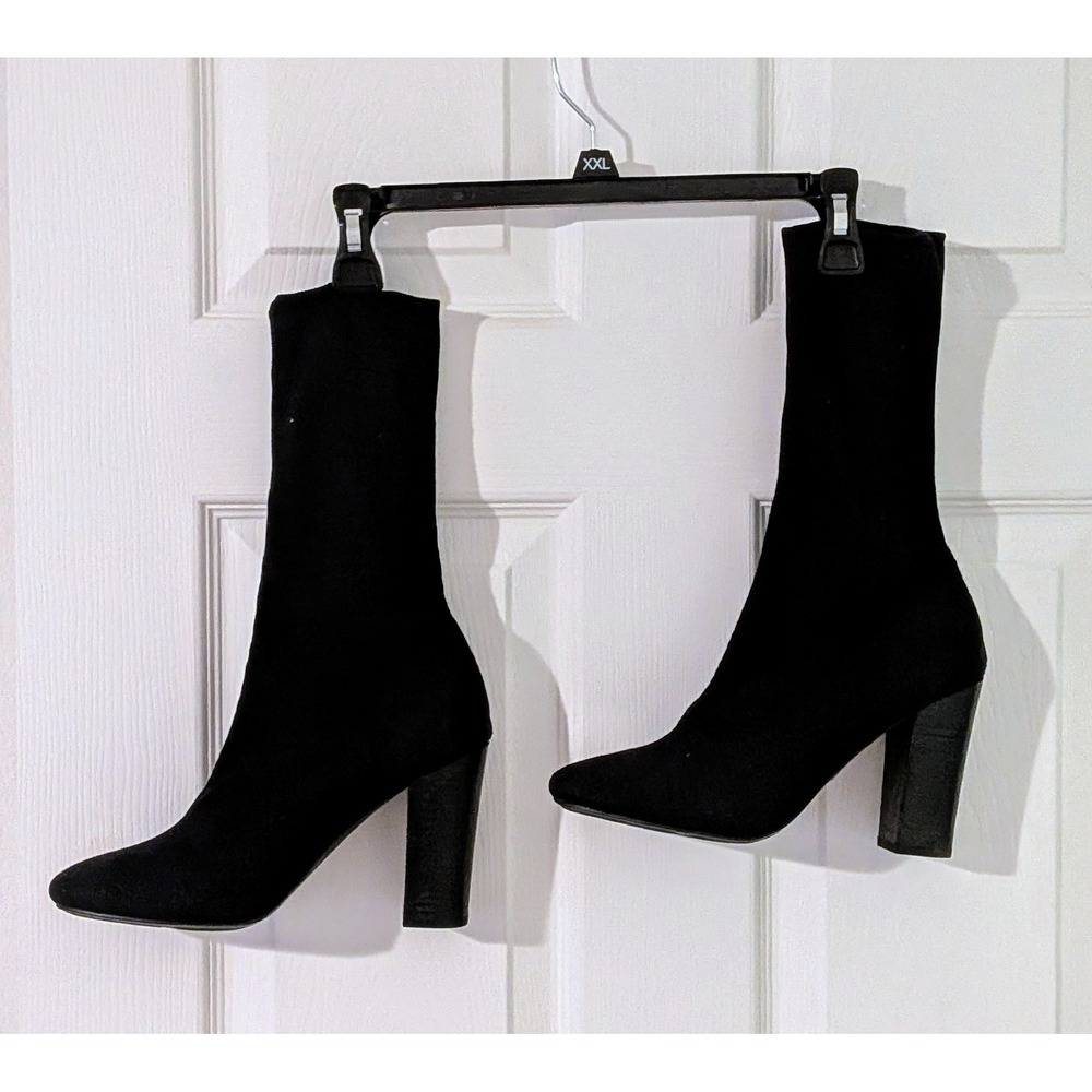 Carlos by Carlos Santana Sock Booties Heel Pointed Toe Pullโ On Black 9.5 NEW